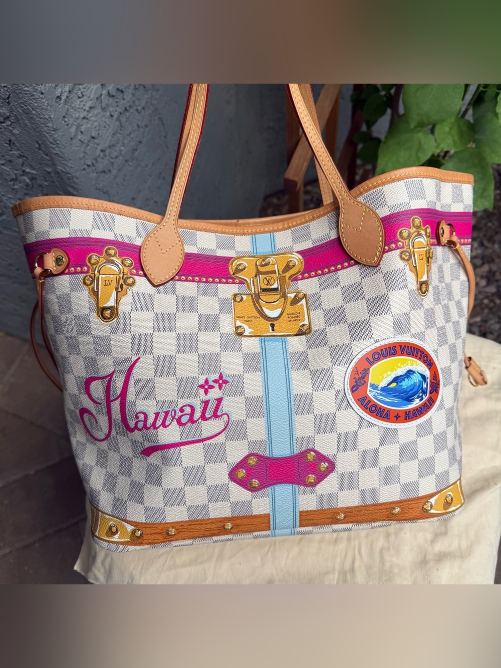 Louis Vuitton Damier Azur Summer Trunks Hawaii Neverfull MM - Picture 3 of 16